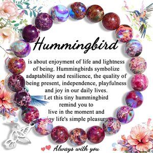 Hummingbird Stone Bracelet Adjustable Resilient Inspirational Gift for Women